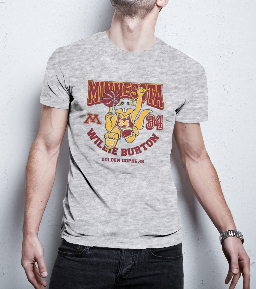 Minnesota 34 Willie Burton Golden Gophers Basketball T-Shirt
