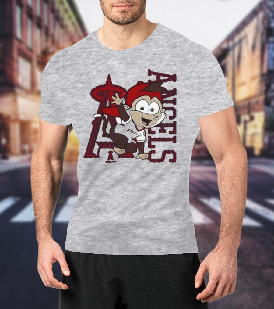 Los Angeles Angels Infant Mascot 2.0 Cheerful Cartoon Character With Iconic Logo And Text 'Angels' T-Shirt