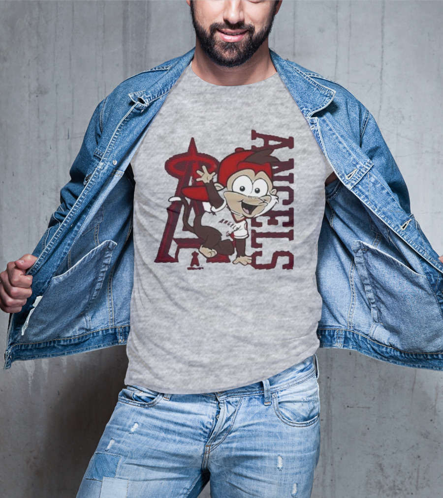 Los Angeles Angels Infant Mascot 2.0 Cheerful Cartoon Character With Iconic Logo And Text 'Angels' T-Shirt