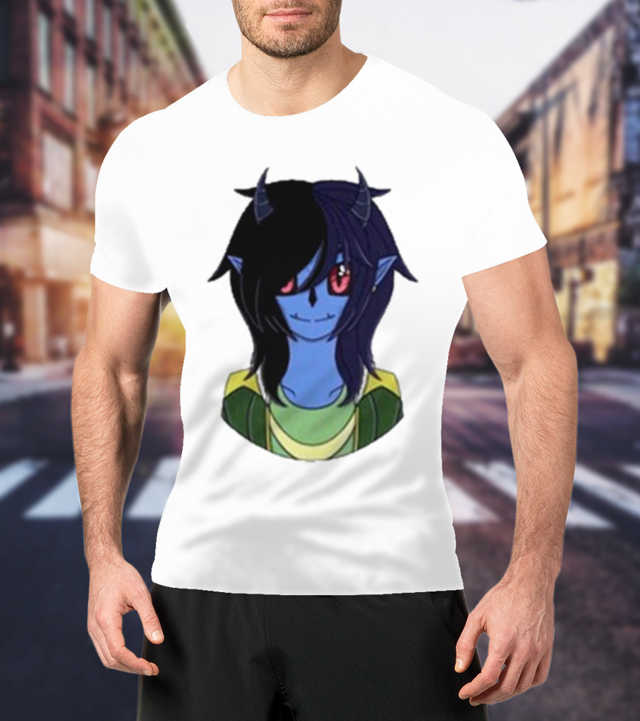 Zombicplayz's Anime-Style Blue Demon Character With Red Eyes And Horns T-Shirt