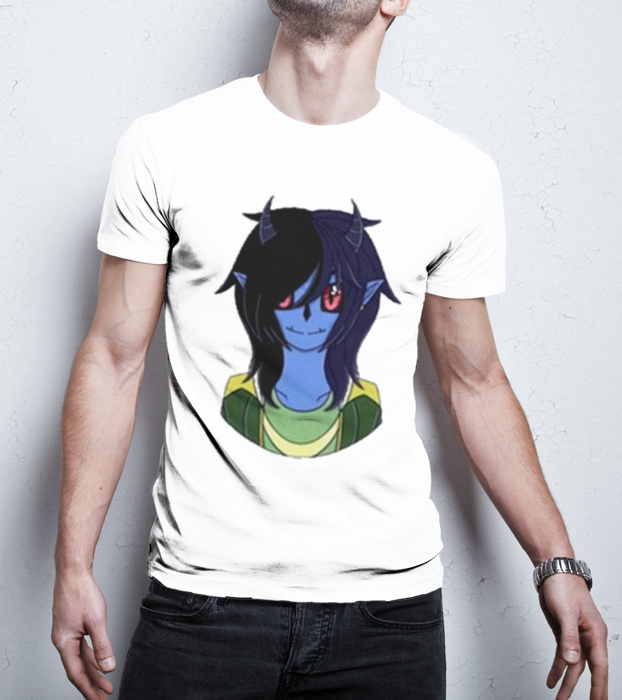 Zombicplayz's Anime-Style Blue Demon Character With Red Eyes And Horns T-Shirt