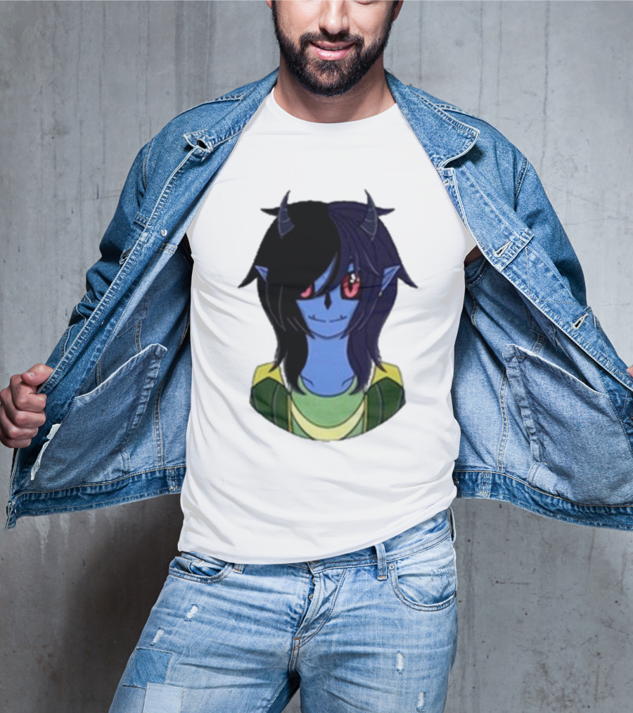 Zombicplayz's Anime-Style Blue Demon Character With Red Eyes And Horns T-Shirt