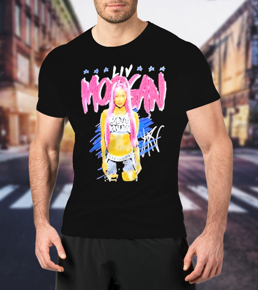 Liv Morgan Pop Signature Blue Stars T-Shirt