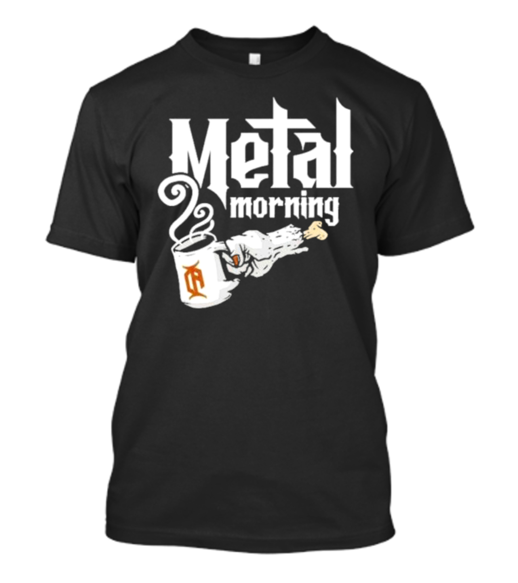 Metal Morning Skeleton Hand Coffee Cup T-Shirt