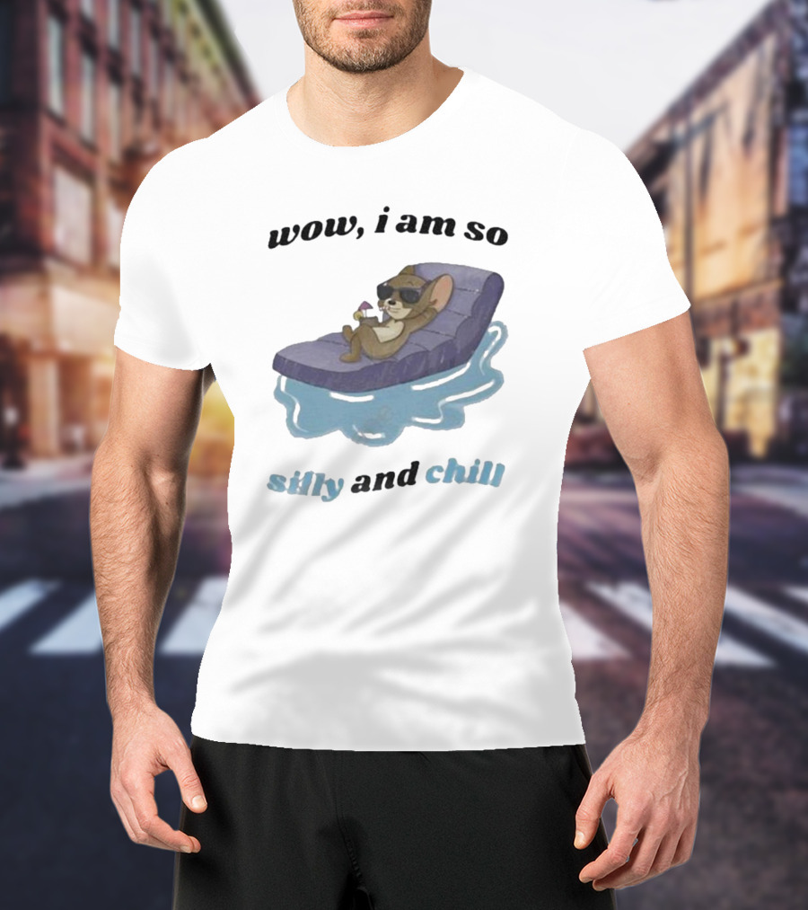 Wow I Am So Silly And Chill Relaxing Sunglasses Pool Float Mouse T-Shirt