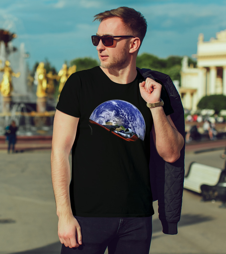 Elon Musk SpaceX Starman Earth Background T-Shirt