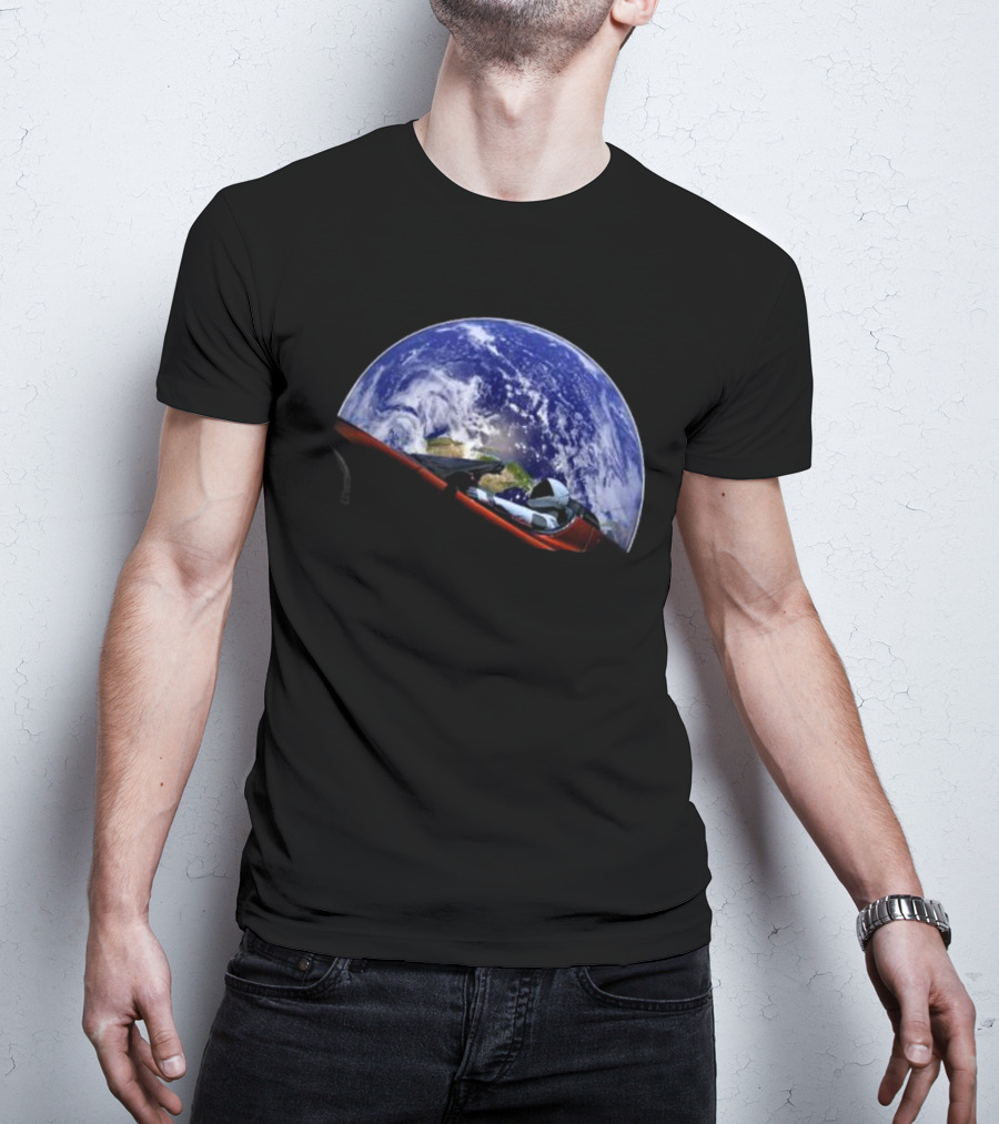 Elon Musk SpaceX Starman Earth Background T-Shirt
