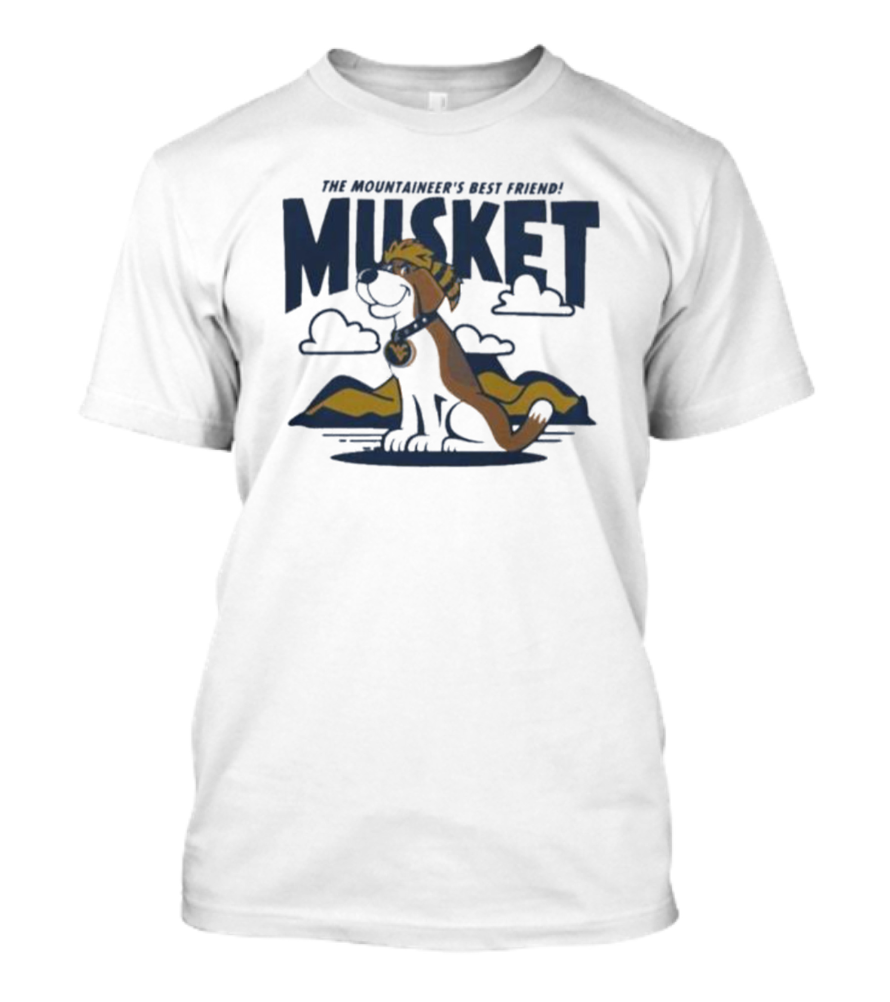 West Virginia Musket The Mountaineer’s Best Friend Golden Dog In Mountain Landscape T-Shirt