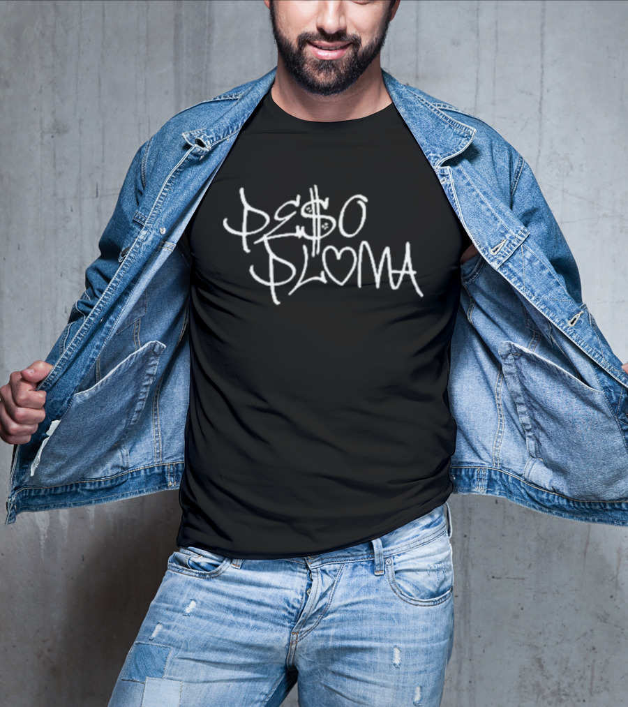 PE$O PLUMA Graffiti Style Text With Heart Symbolization T-Shirt