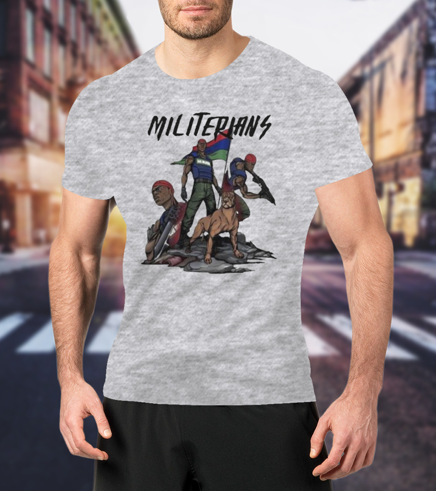 J Hus Merch Militerians Militant Style With Red Bandanas And Guard Dog T-Shirt