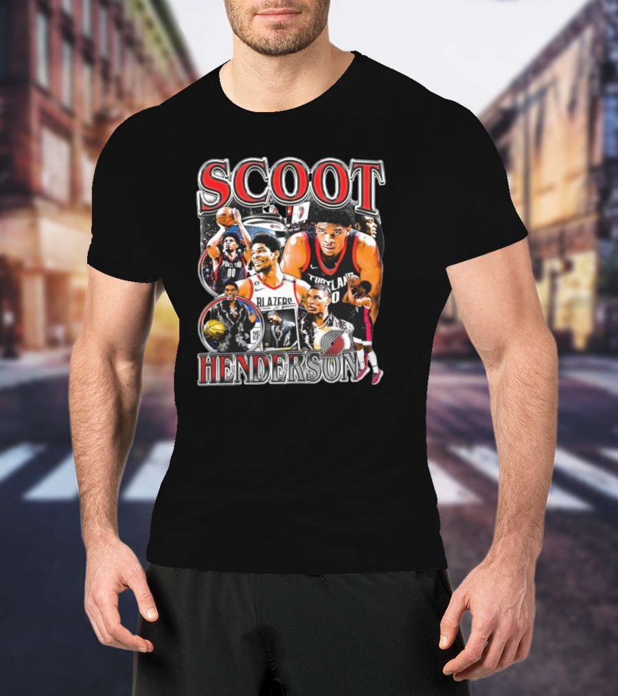 Scoot Henderson Portland Trail Blazers NBA Basketball Montage T-Shirt