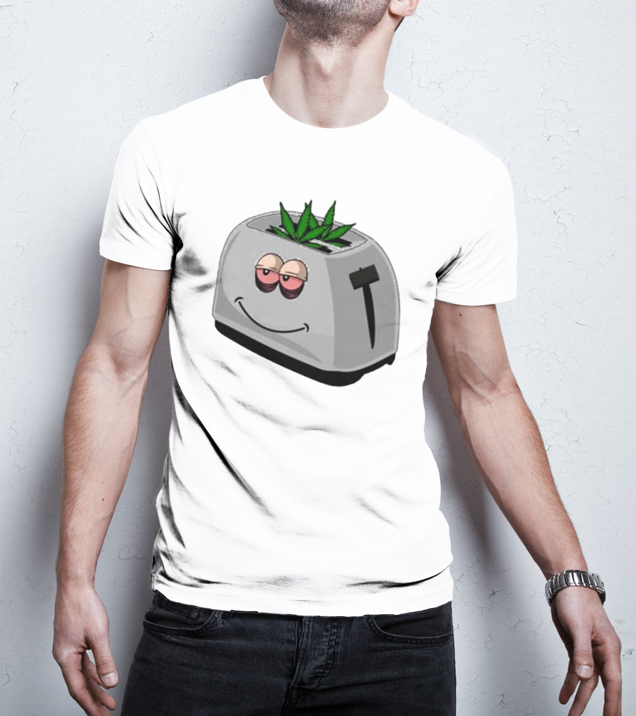 Toasted Weed Toaster With Cannabis Leaves And Relaxed Face T-Shirt