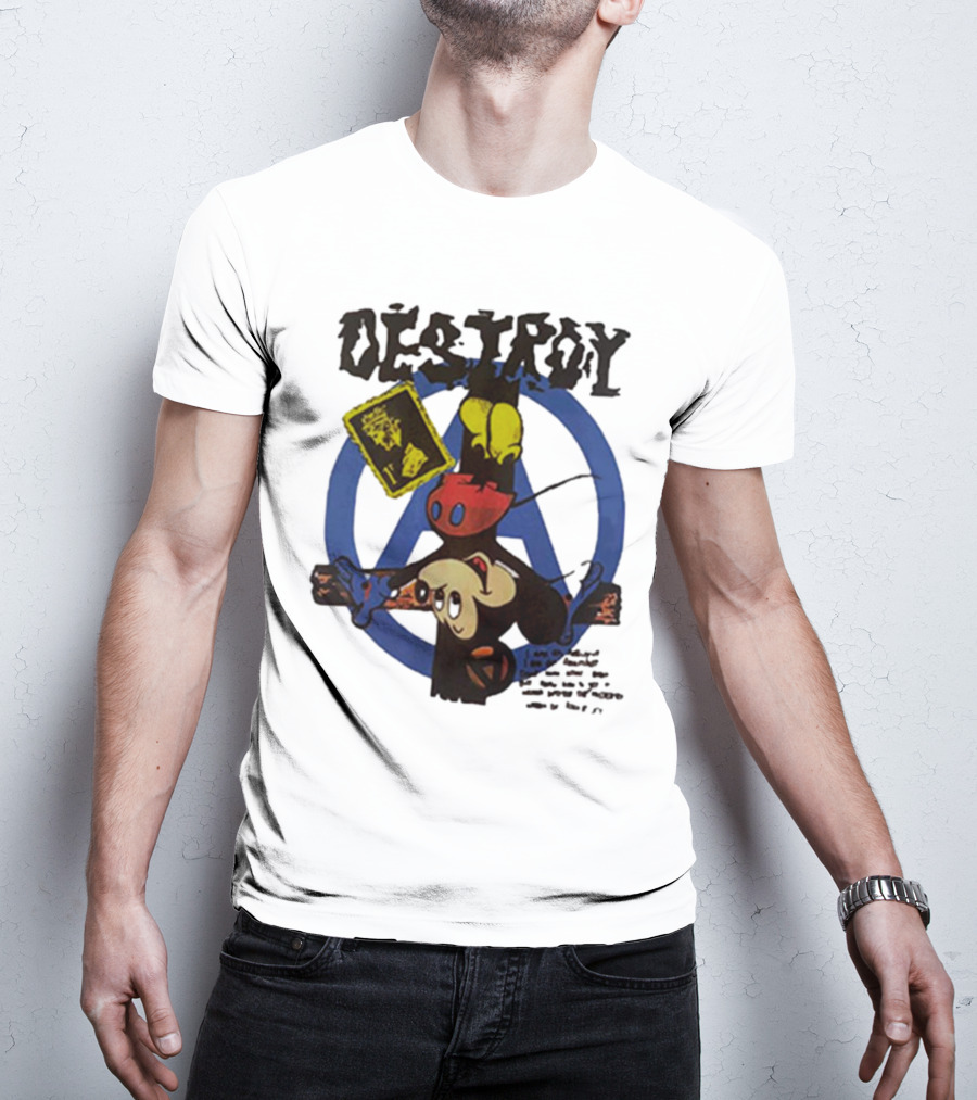 Destroy Crucified Mickey Mouse With Anarchy Symbol Seditionaries T-Shirt