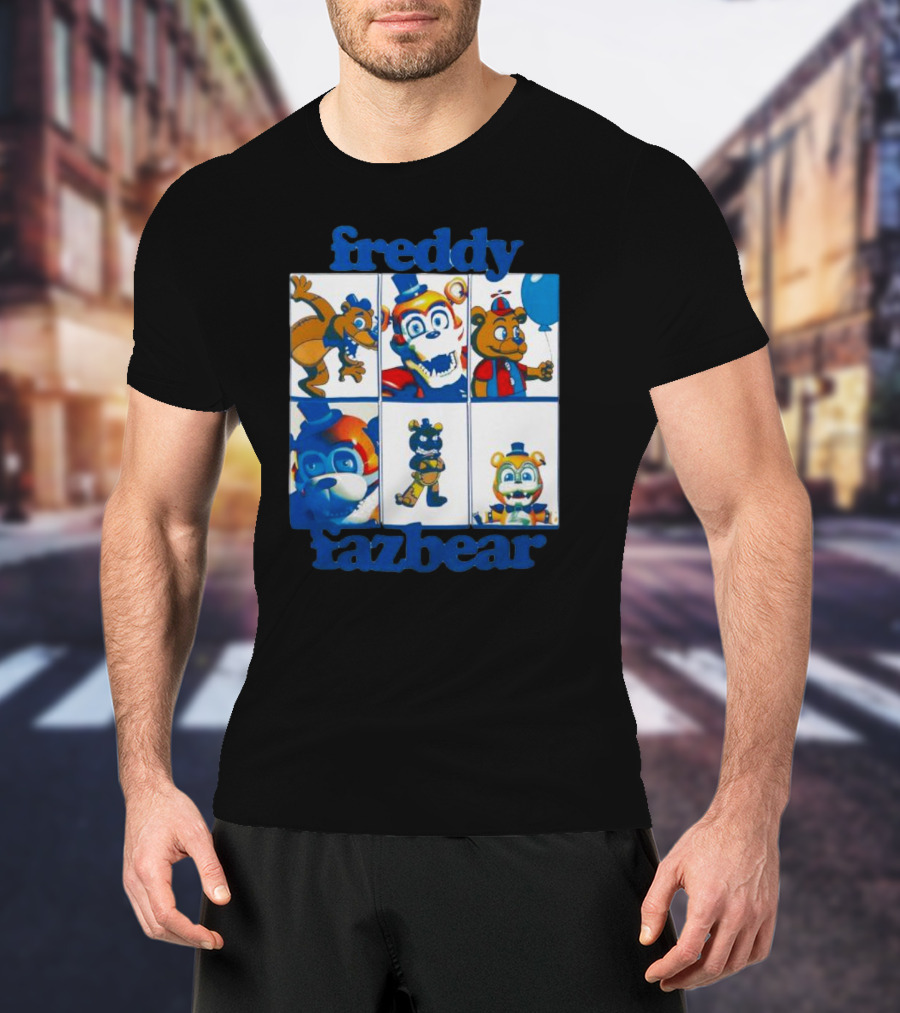 Freddy Fazbear Animated Comic Style Grid Boyfriend Fit Girls T-Shirt