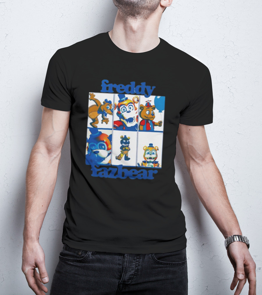 Freddy Fazbear Animated Comic Style Grid Boyfriend Fit Girls T-Shirt
