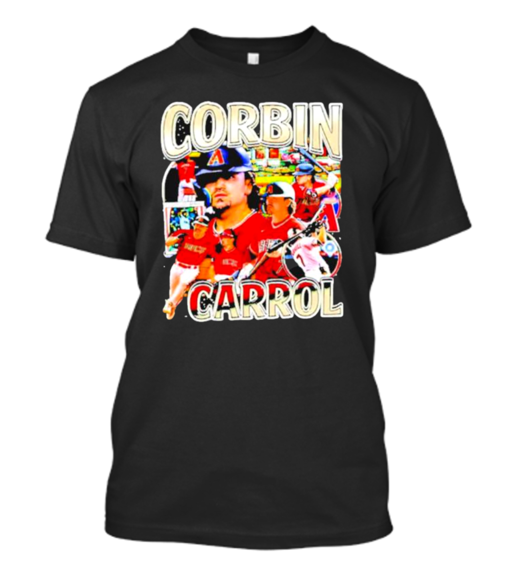 Corbin Carrol Baseball Vintage Player Action Collage T-Shirt