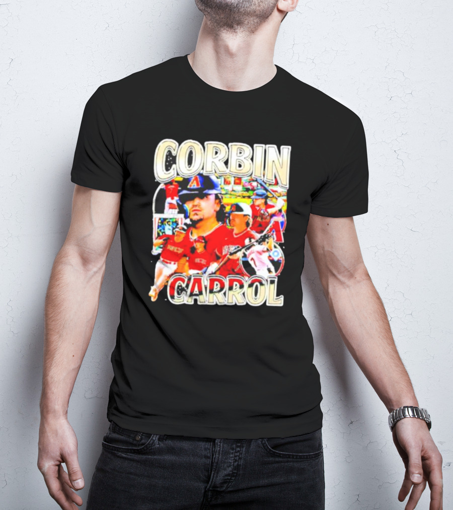 Corbin Carrol Baseball Vintage Player Action Collage T-Shirt