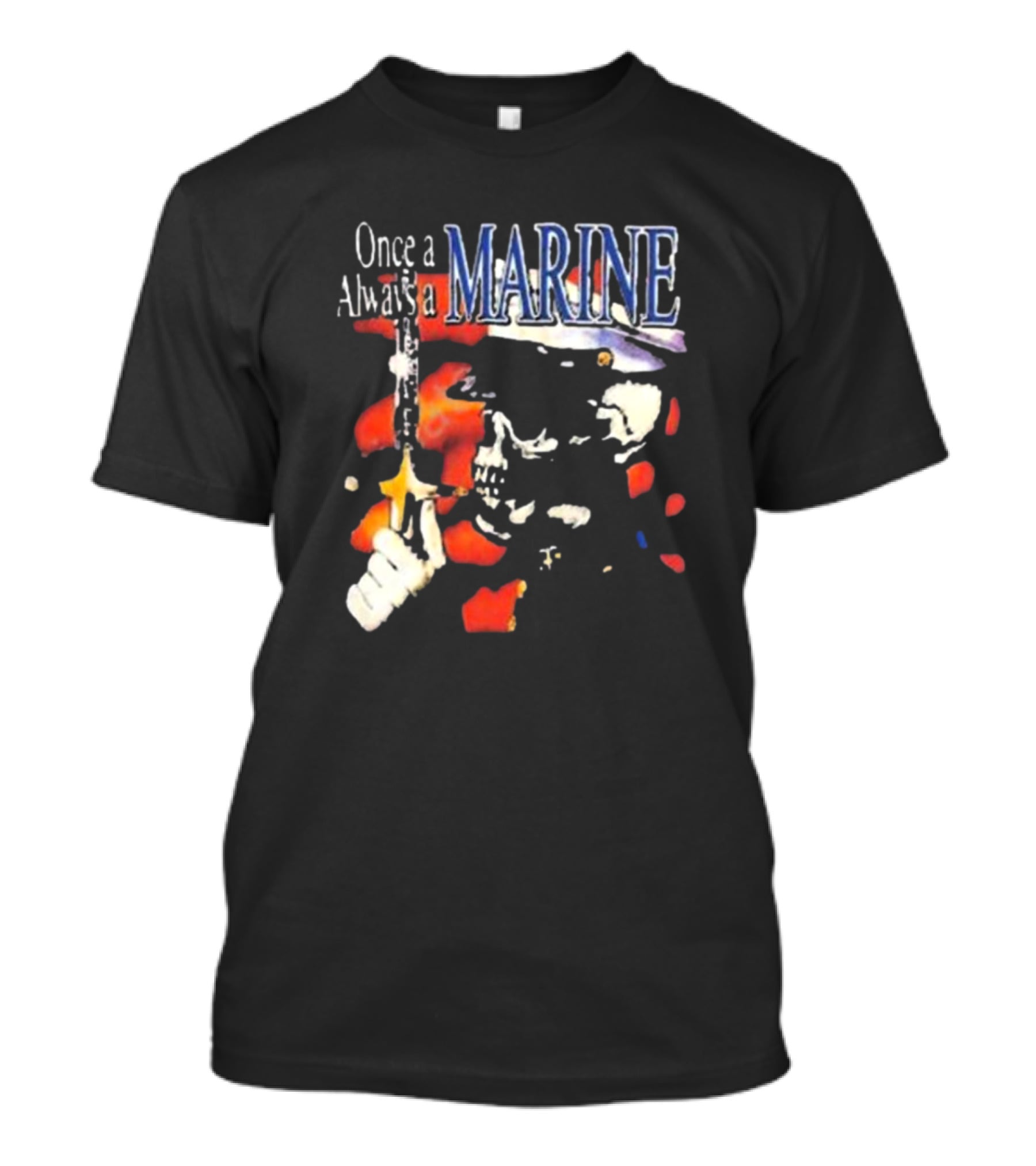 Once A Marine Always A Marine Skeleton With Rifle T-Shirt