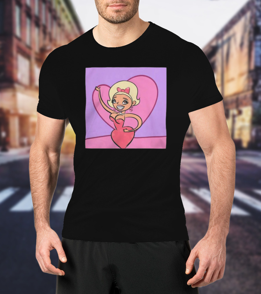 Jaymes Mansfield Cartoon Heart Outfit Pink Background T-Shirt