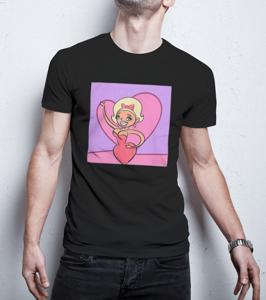 Jaymes Mansfield Cartoon Heart Outfit Pink Background T-Shirt