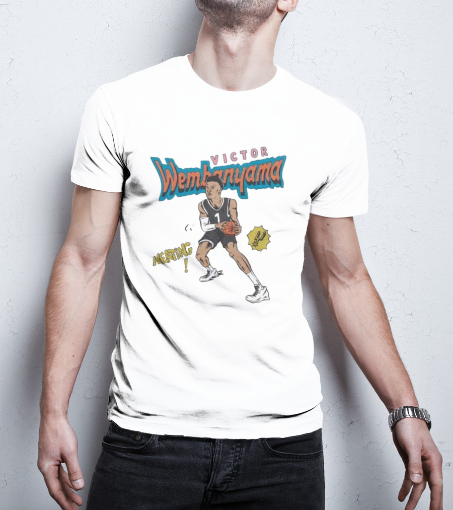 San Antonio Spurs Comic Book Victor Wembanyama Heating Basketball Player T-Shirt