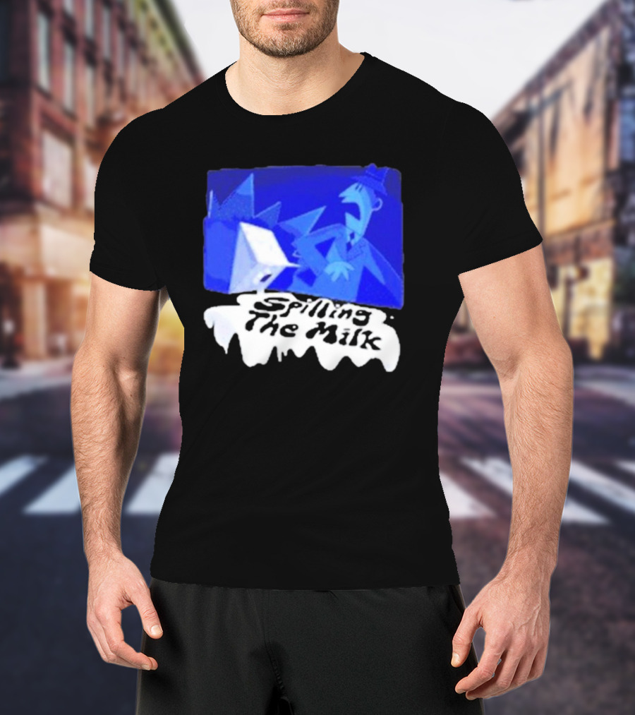Spilling The Milk Blue Businessman Cartoon T-Shirt