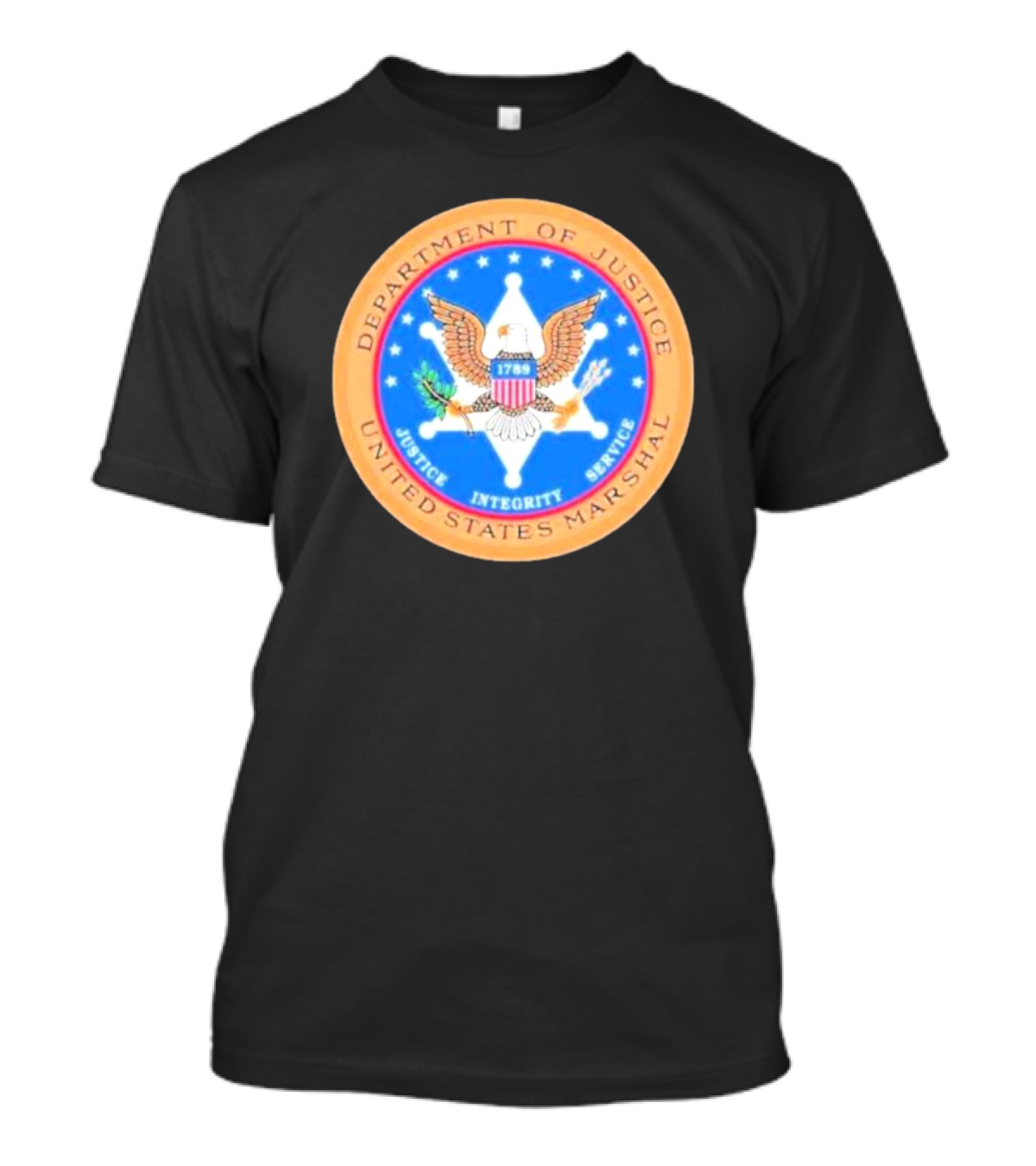 Department Of Justice United States Marshal Seal With Justice Integrity Service Eagle Emblem T-Shirt