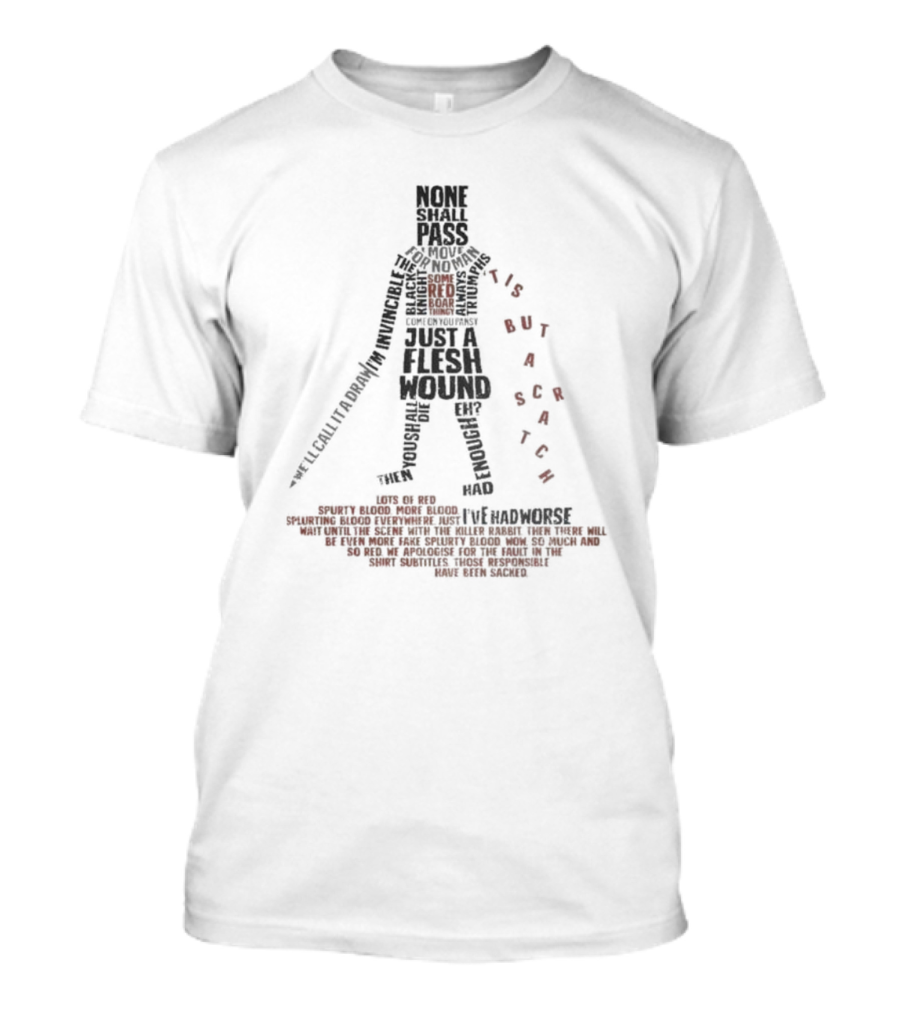 'Tis But A Flesh Wound Iconic Quotes None Shall Pass Knight T-Shirt
