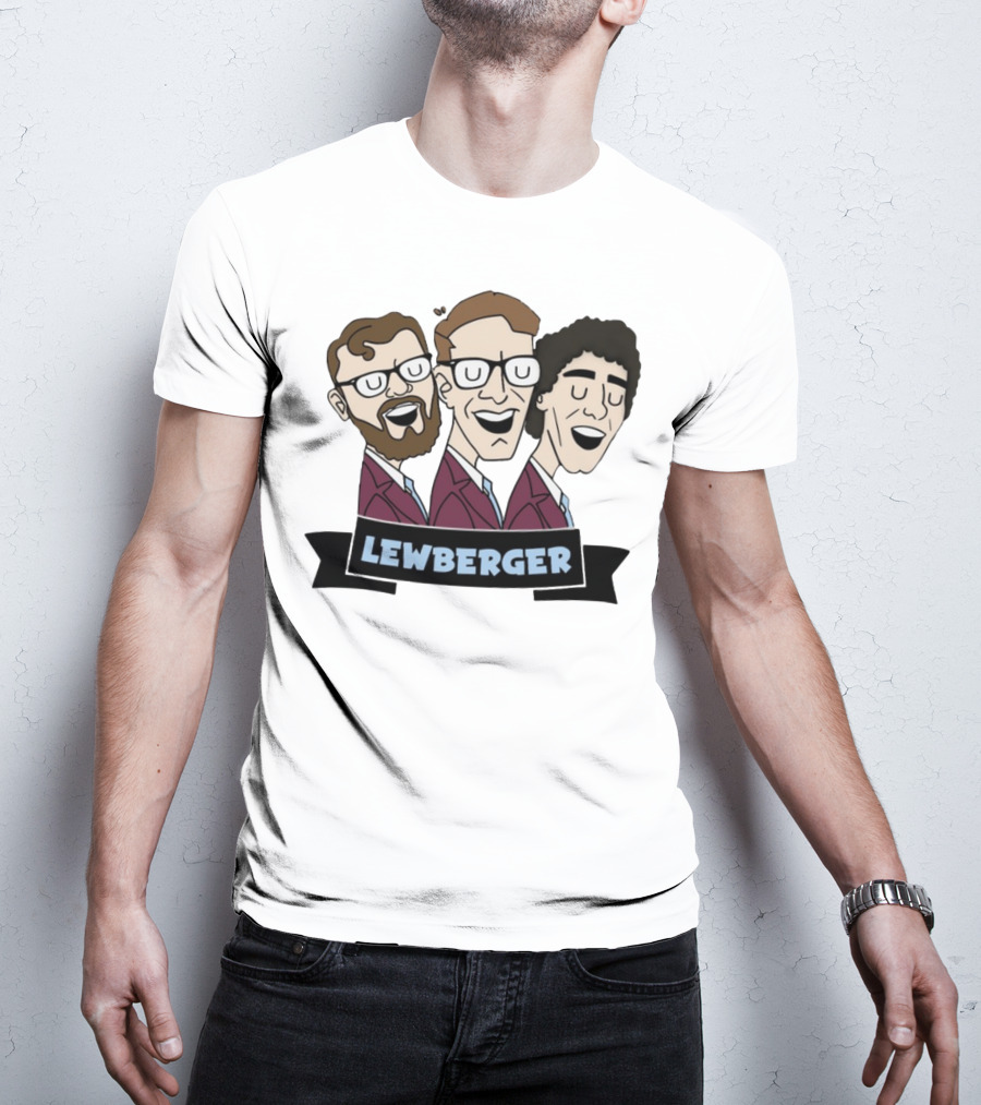 Lewberger Cartoon Trio Portrait With Glasses And Beards T-Shirt