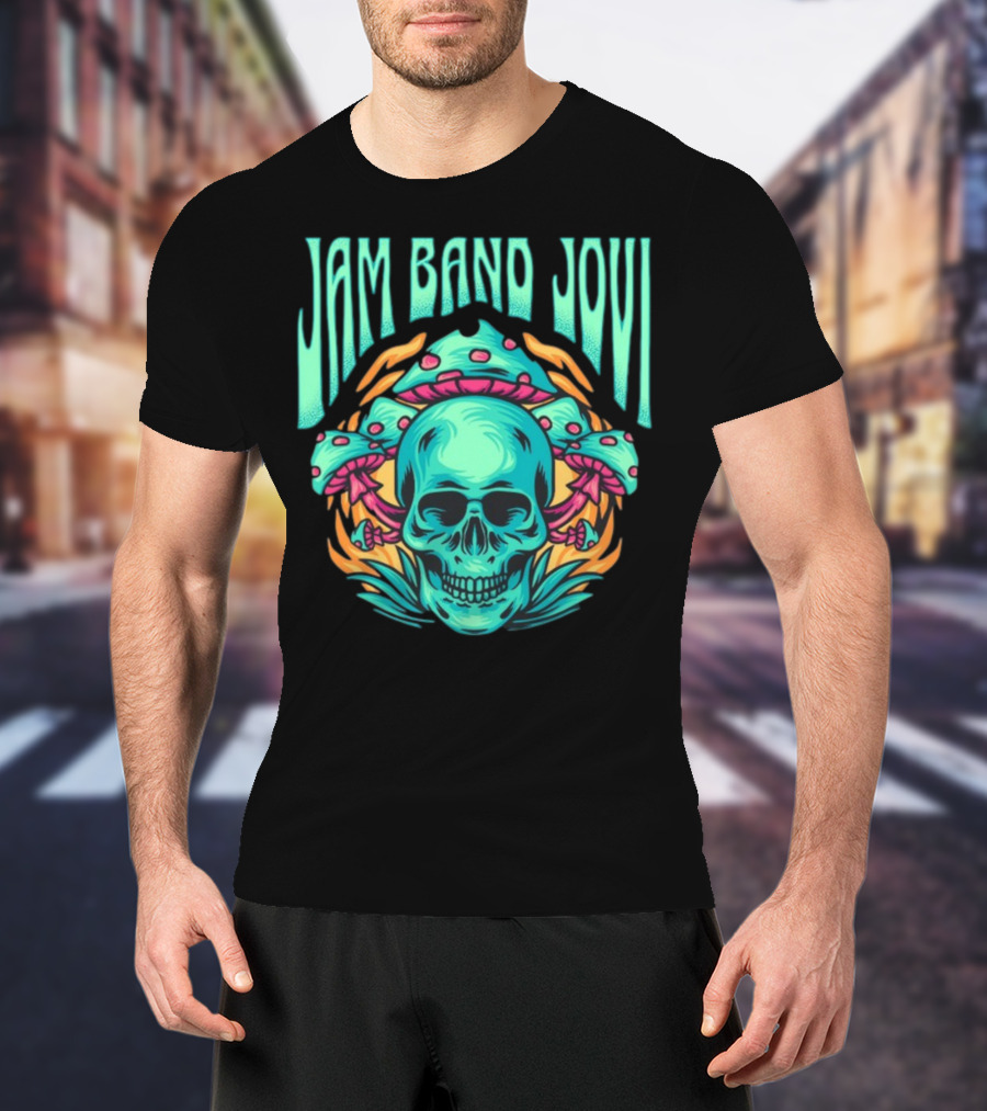 Jam Band Jovi Psychedelic Skull And Mushrooms T-Shirt