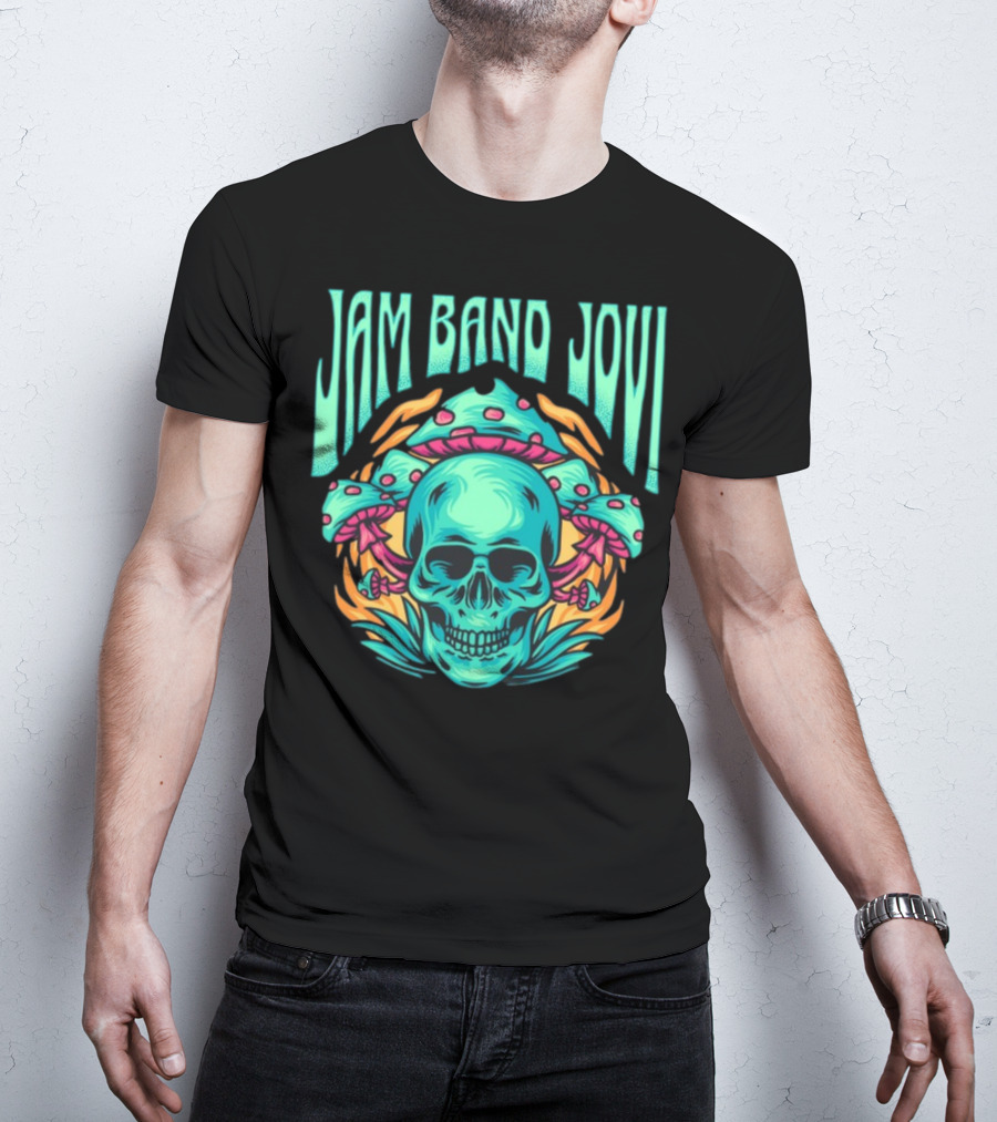Jam Band Jovi Psychedelic Skull And Mushrooms T-Shirt