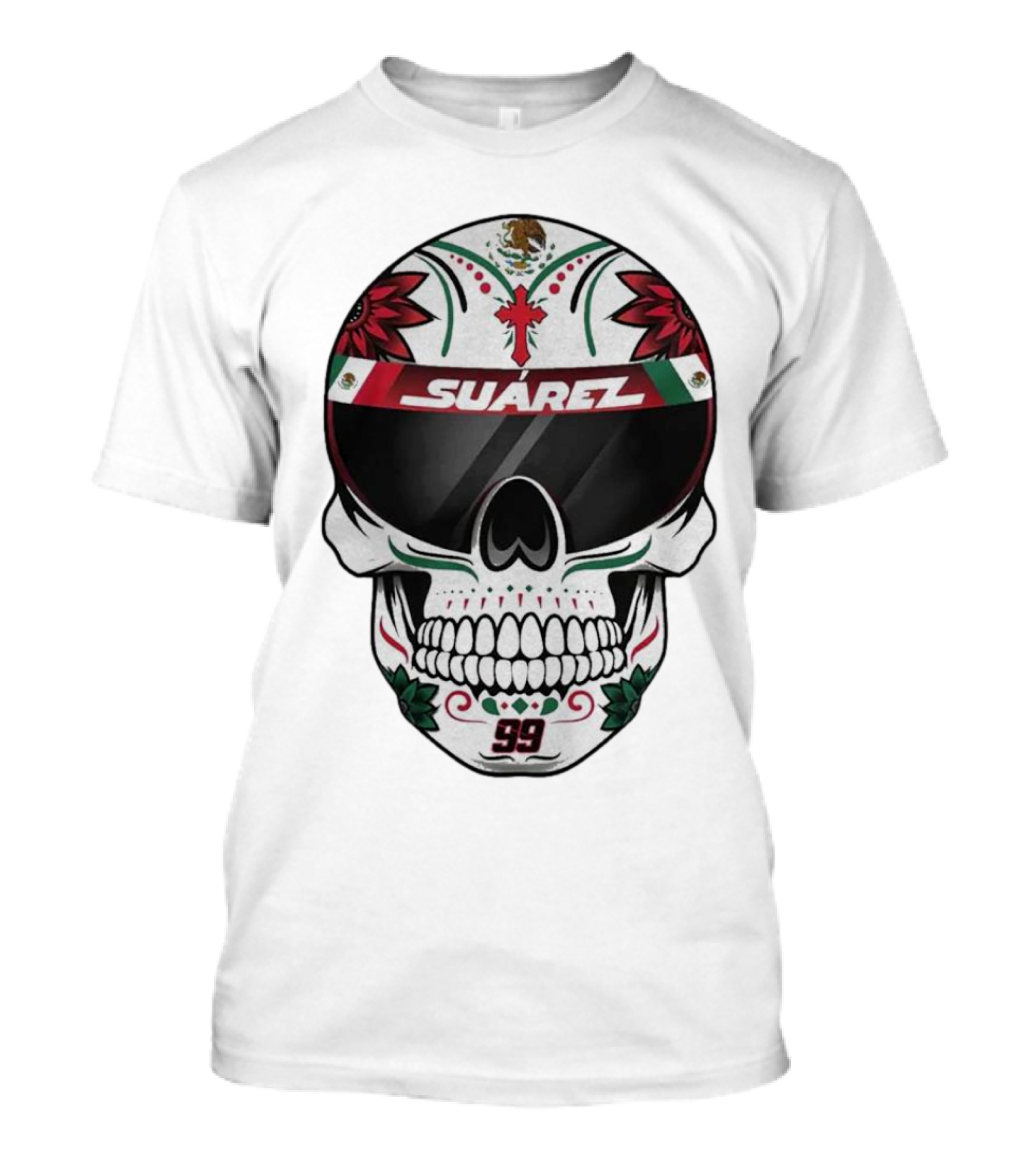 Suarez Racing Helmet Visor Skull With Number 99 T-Shirt