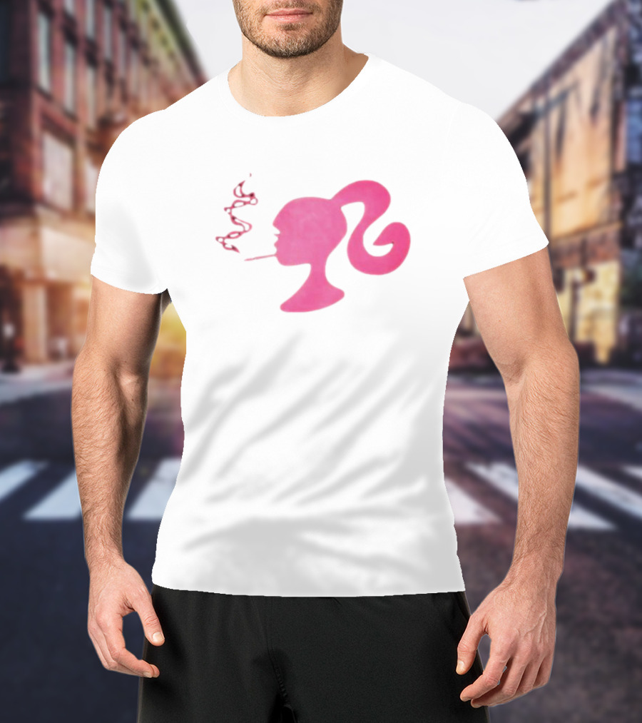 Smoking Pink Silhouette Barbie T-Shirt