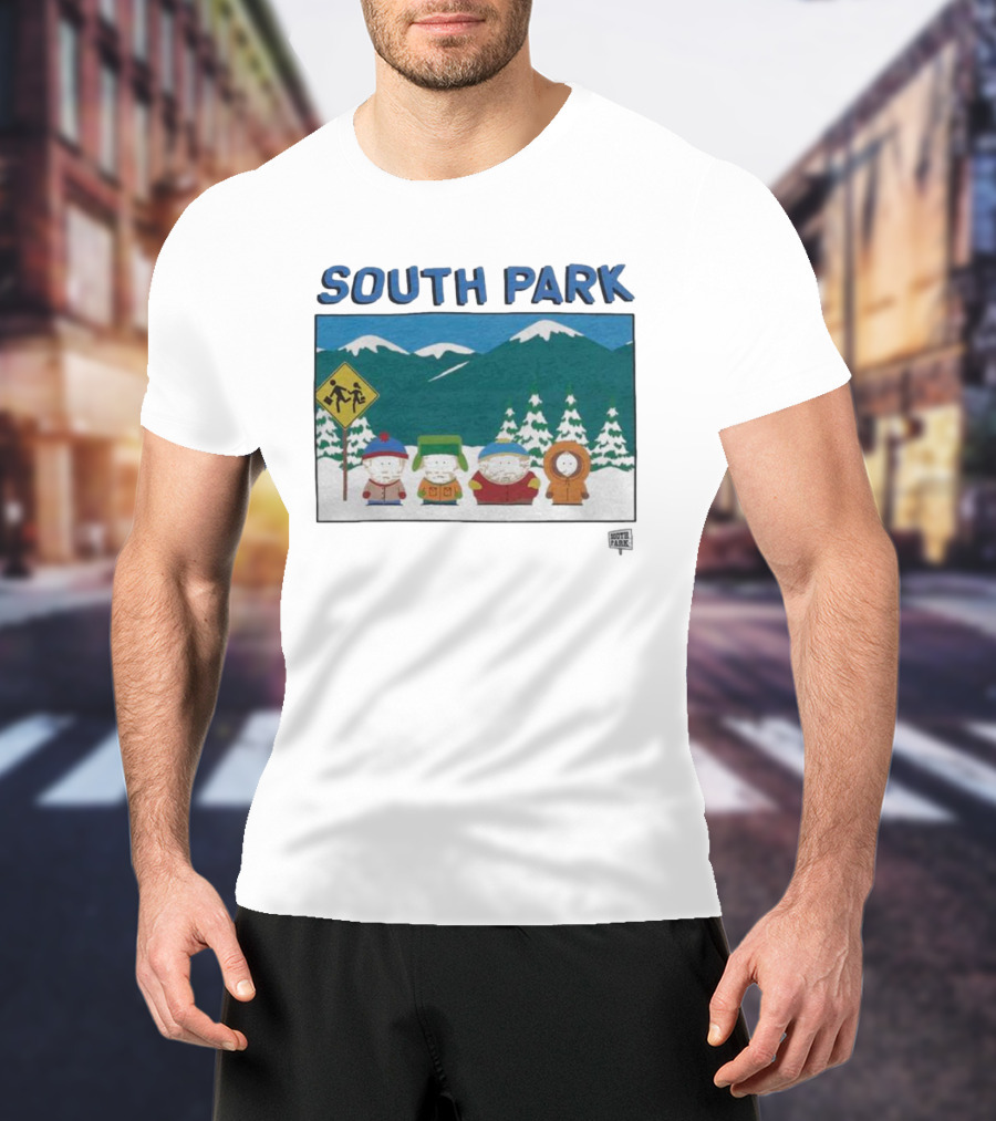 SOUTH PARK Characters In Winter Mountain Scene T-Shirt