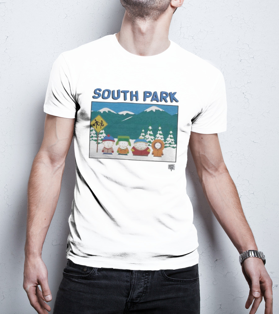SOUTH PARK Characters In Winter Mountain Scene T-Shirt