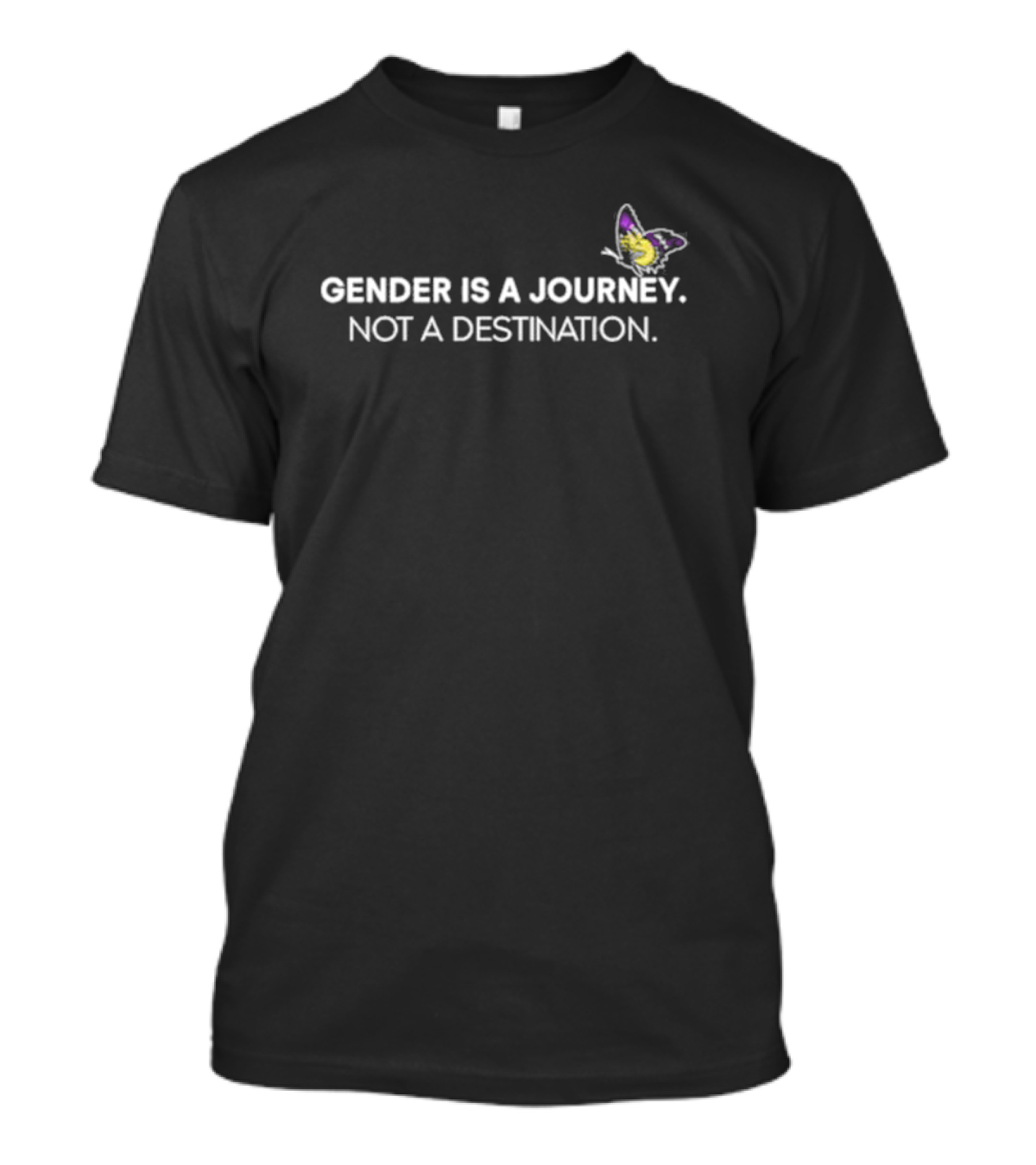 Gender Is A Journey Not A Destination Butterfly Symbol Empowerment T-Shirt