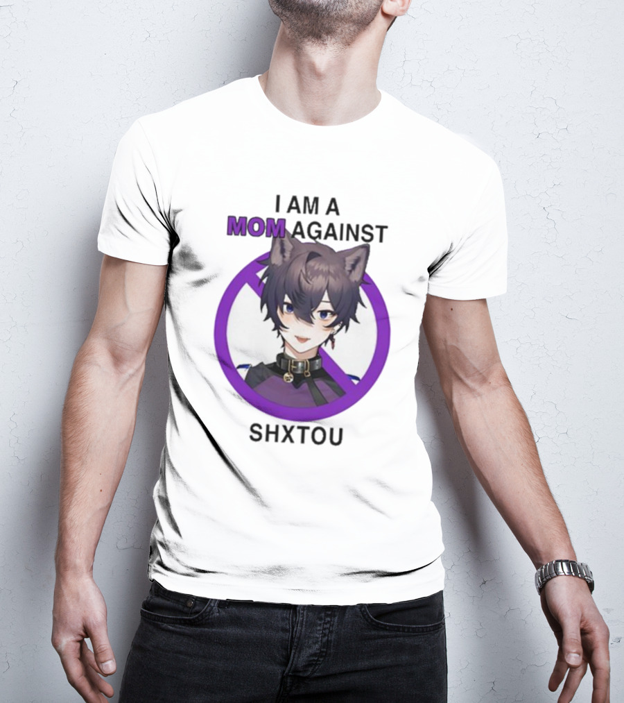 I Am A Mom Against Shxtou Character With Crossed Circle T-Shirt