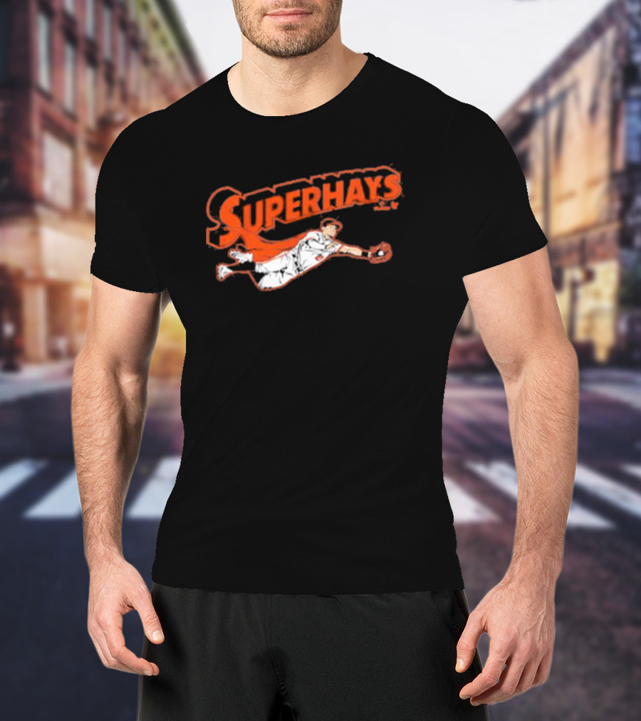 Superhays Austin Hays Baseball Flying Action T-Shirt