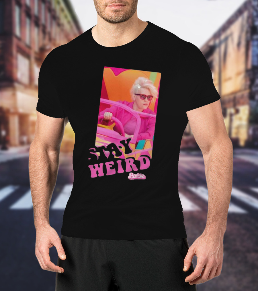 Barbie Movie Stay Weird Pink Jacket Sunglasses T-Shirt