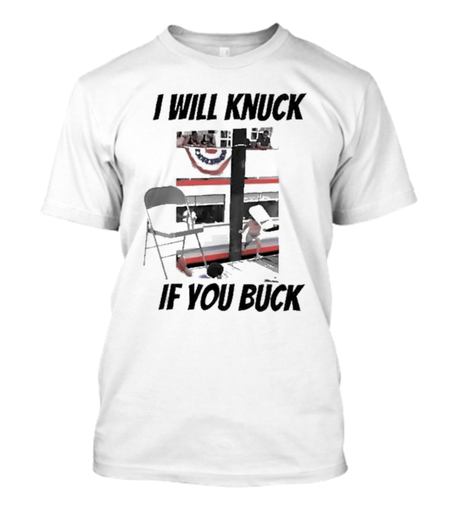 I Will Knuck If You Buck Montgomery River Boat Chair Scene T-Shirt