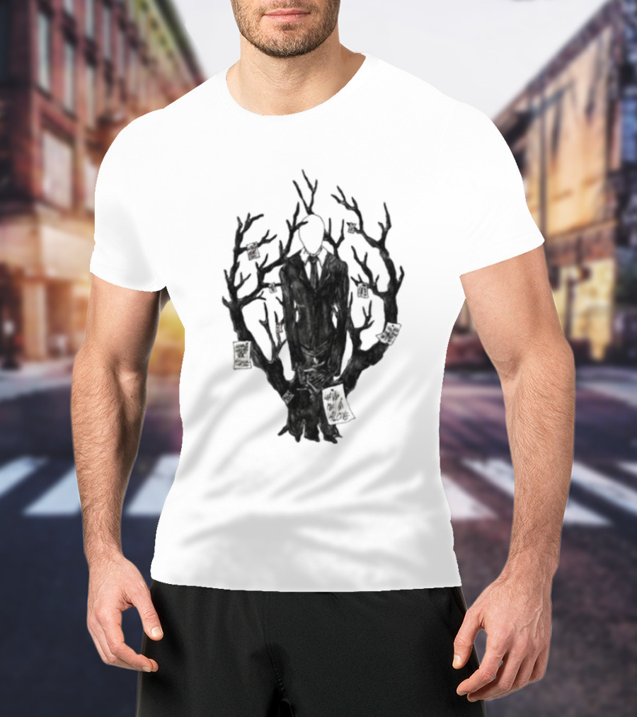 Slenderman III Halloween Tree Branches Cards T-Shirt