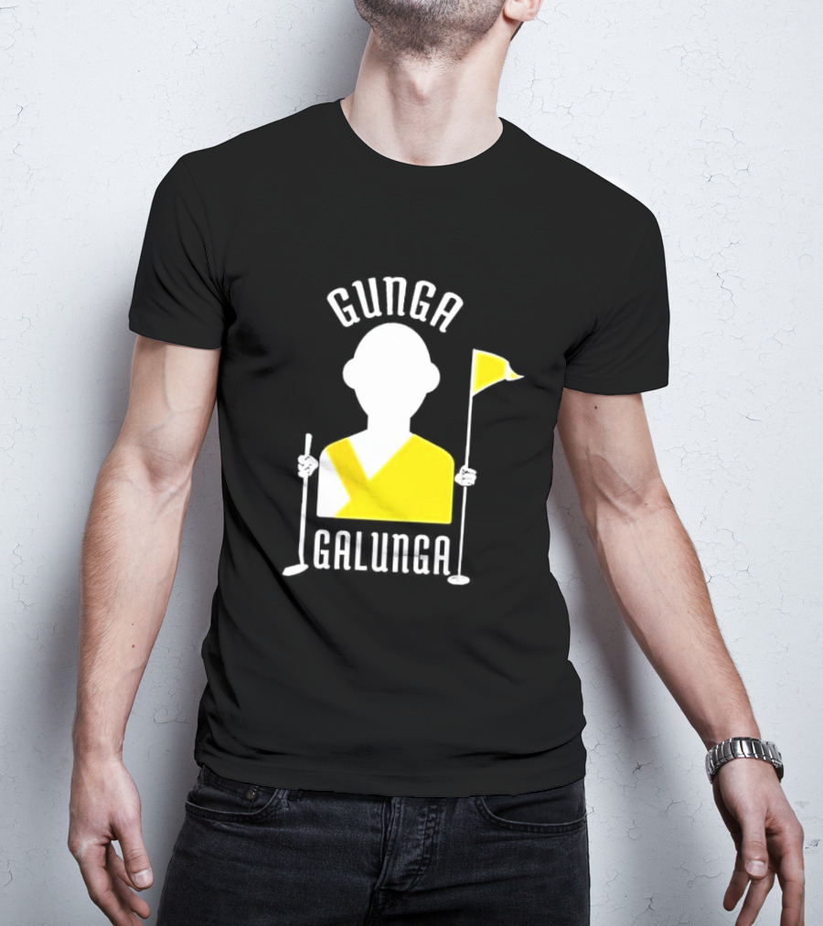 Gunga Galunga Golf Monk Icon With Clubs And Flag T-Shirt