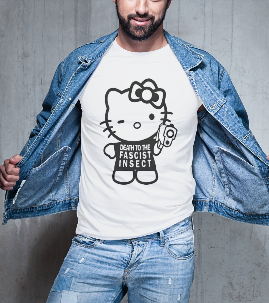 Death To The Fascist Insect Hello Kitty With Gun T-Shirt