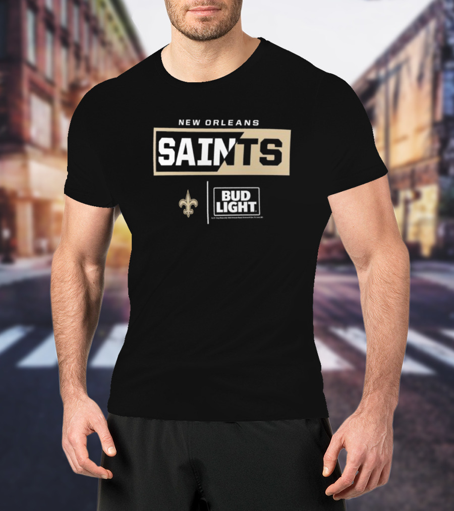 New Orleans Saints Bud Light Fleur-De-Lis NFL Collaboration T-Shirt