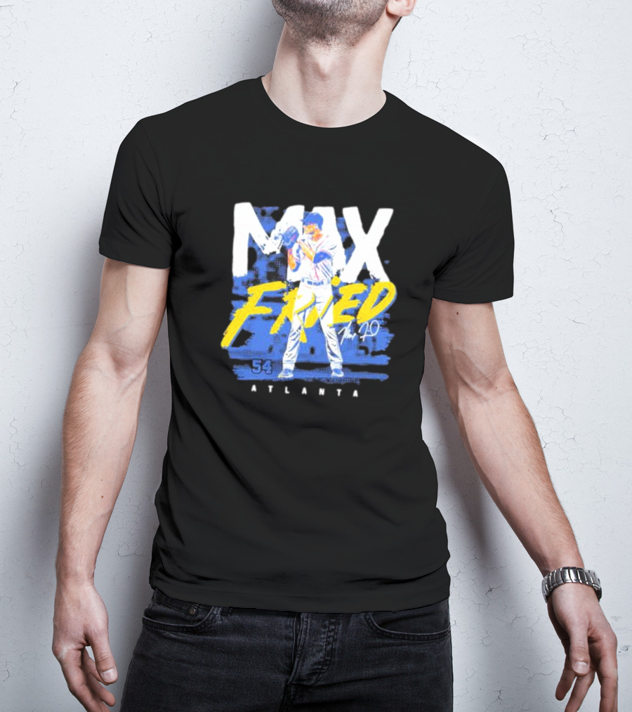 Max Fried 54 Atlanta Braves MLBPA Signature Baseball Pitcher T-Shirt