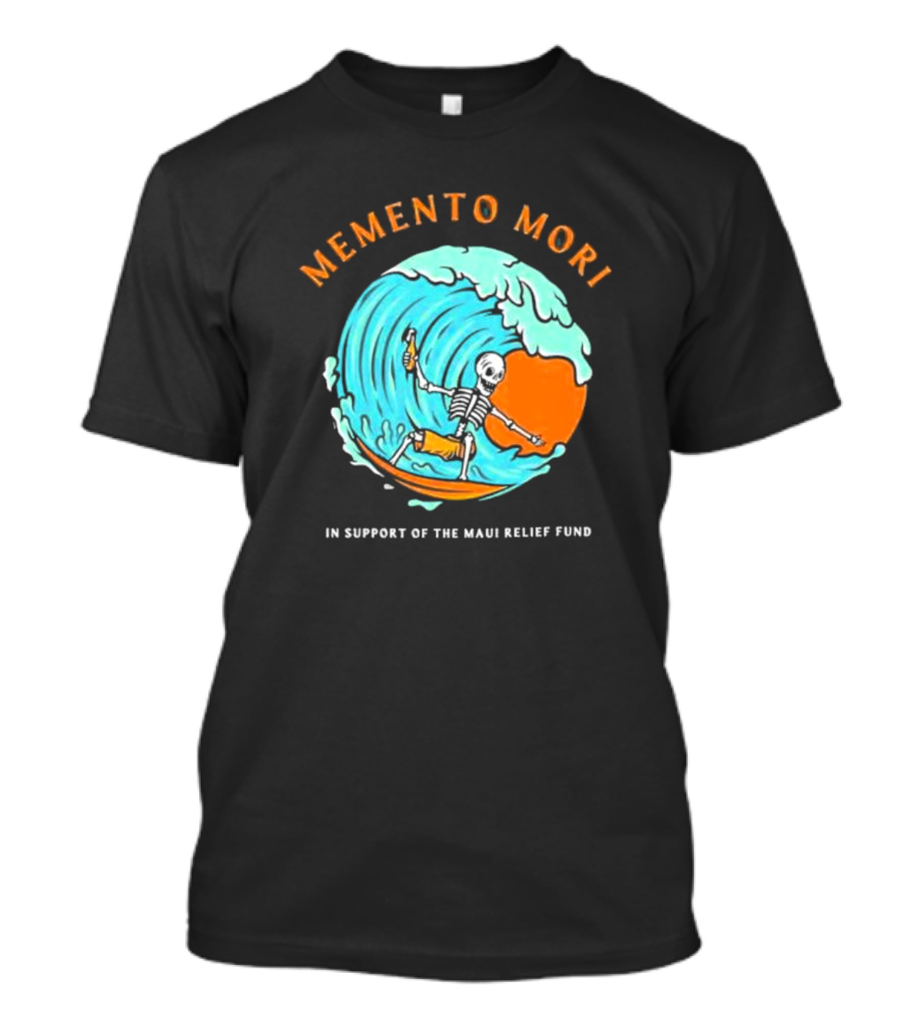 Memento Mori Skeleton Surfing In Support Of The Maui Relief Fund T-Shirt