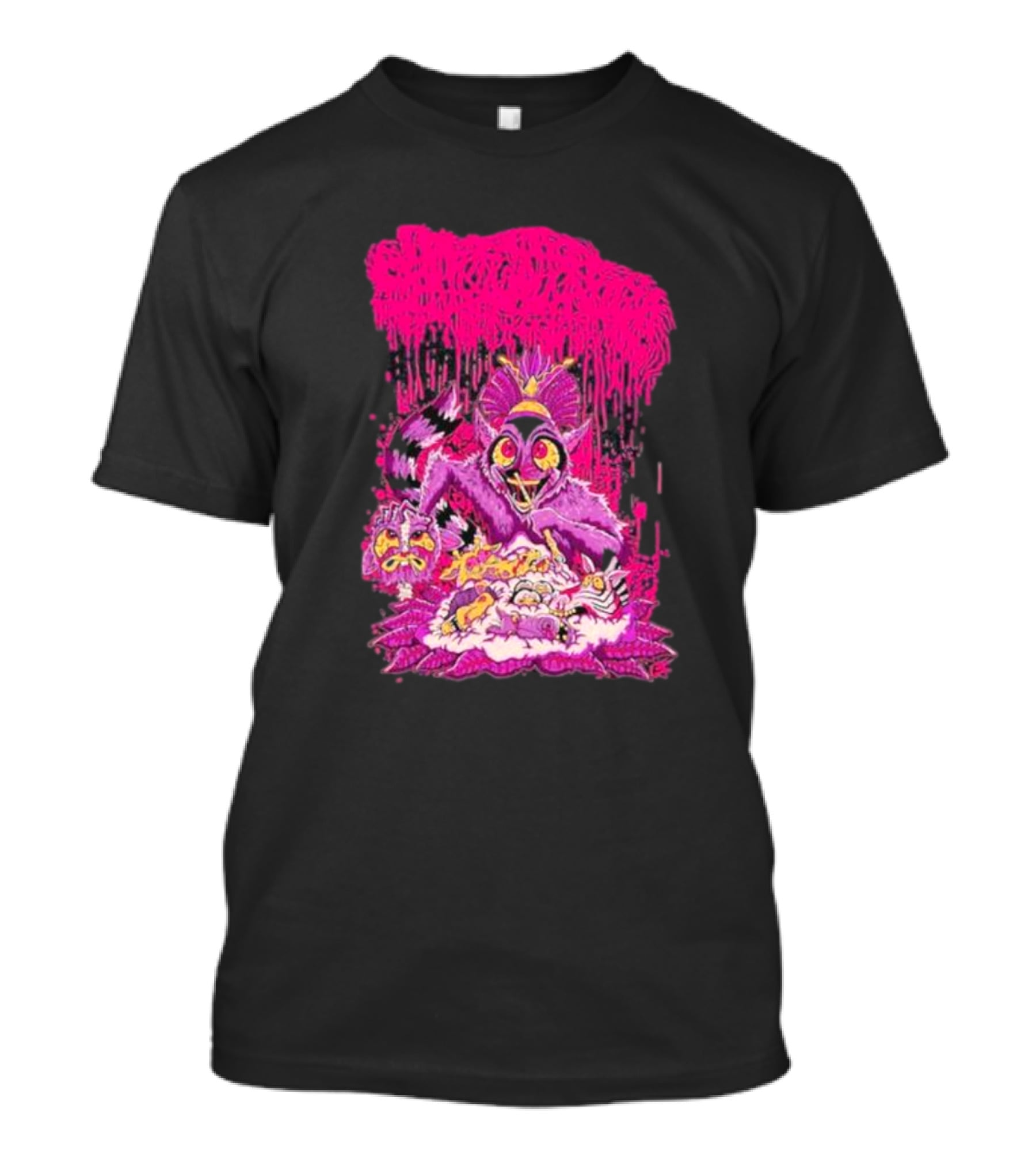 Sanguisugabogg Madagascar Lemur Creature In Psychedelic Pink With Dripping Effect T-Shirt