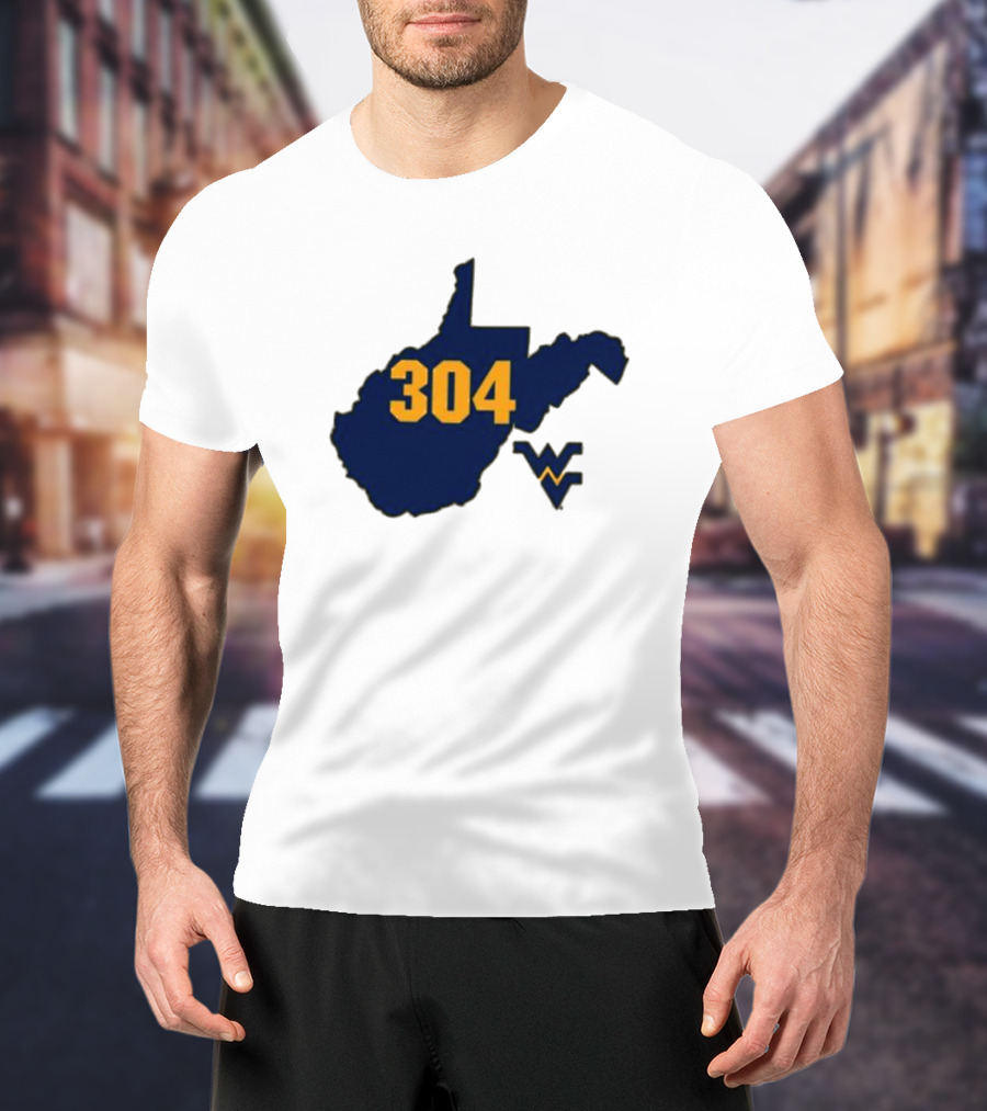 WVU 304 West Virginia State Map With Iconic T-Shirt