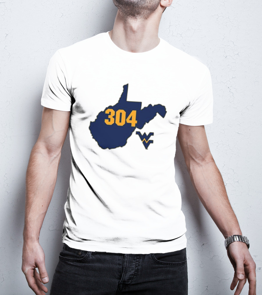 WVU 304 West Virginia State Map With Iconic T-Shirt
