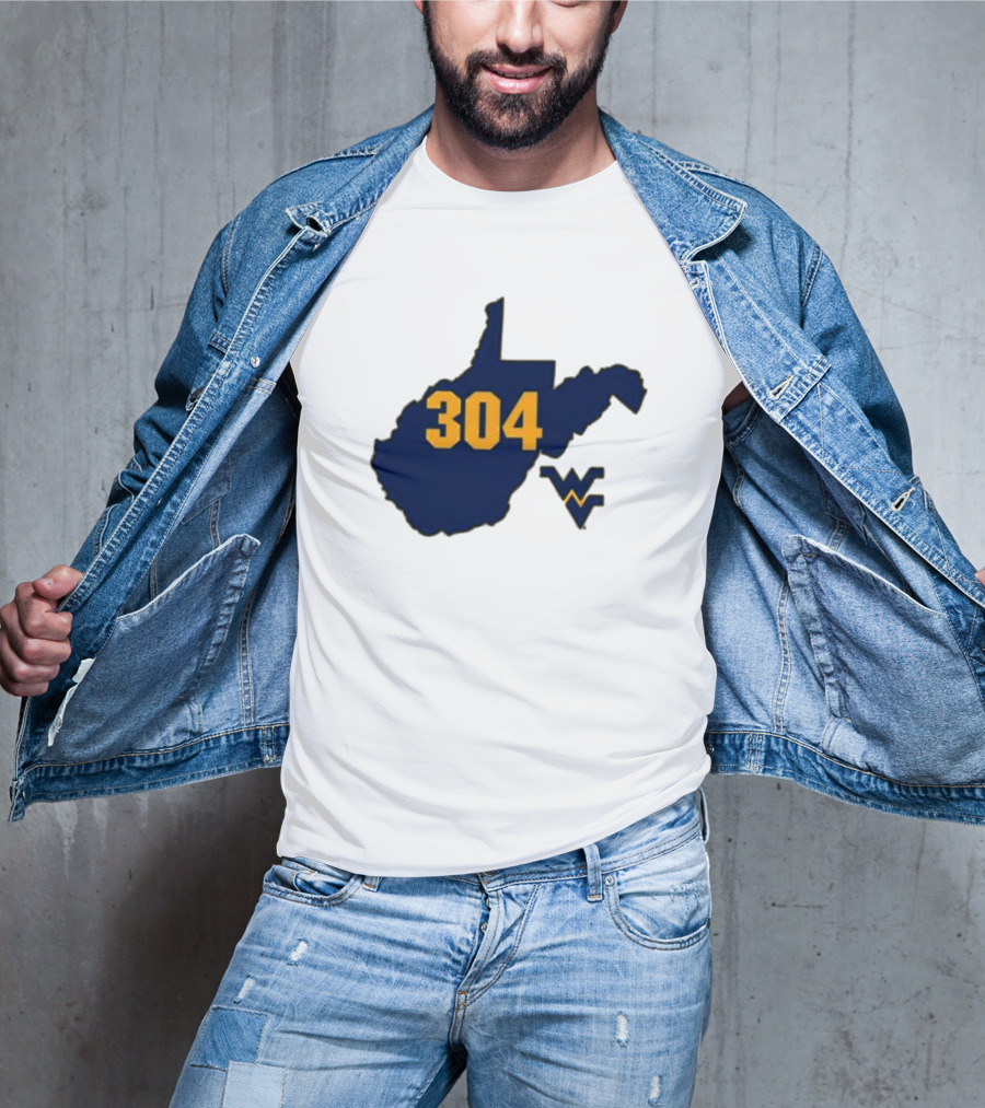WVU 304 West Virginia State Map With Iconic T-Shirt